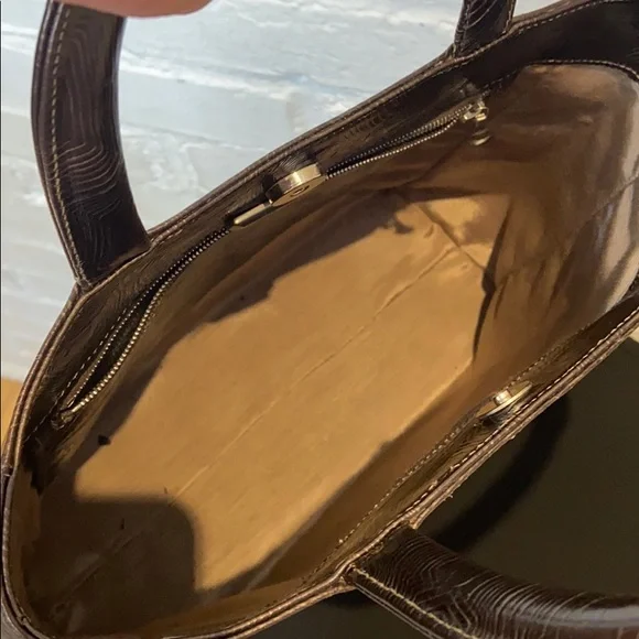 Carrie Forbes Brown Embossed Leather Tote Bag